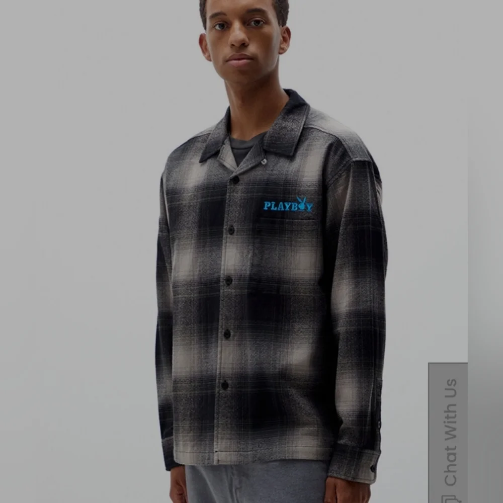 Playboy By PacSun Shadow Plaid Flannel Shirt size small - Picture 4 of 6
